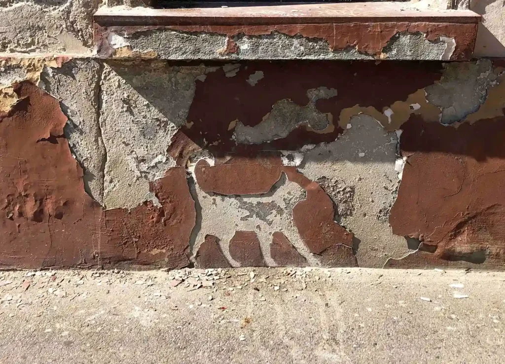 Cover image of the 'Camouflage' photo gallery, showing a cat silhouette formed by the peeling paint and deterioration of a falling wall.